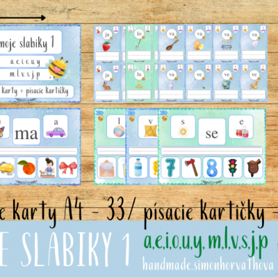 Moje Slabiky 1, písacie karty, a,e,i,o,u,y,m,l,v,s,j,p (Súbor PDF)