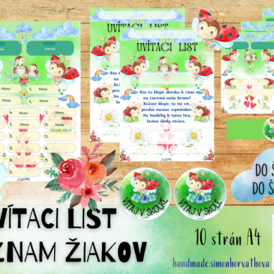 Uvítaci list, Zoznam žiakov, menný zoznam, Lienky, trieda lienok (Súbor PDF)