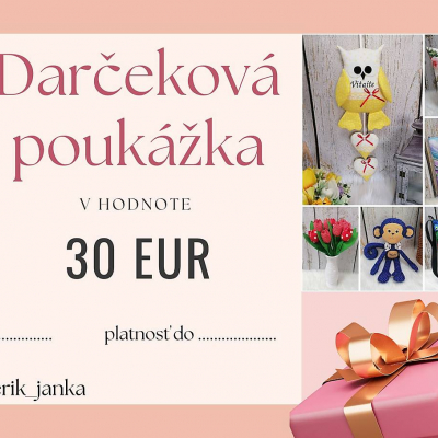 Darčeková poukážka v hodnote 30 eur