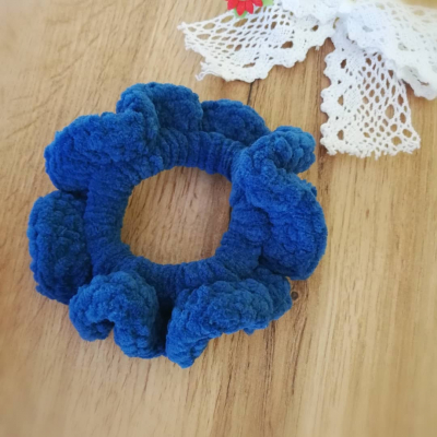 Gumička scrunchie - veľká modrá